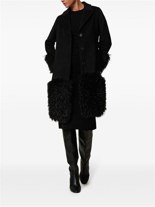 Cappotto in panno di misto lana e faux fur TWINSET | 242TT2400.00006